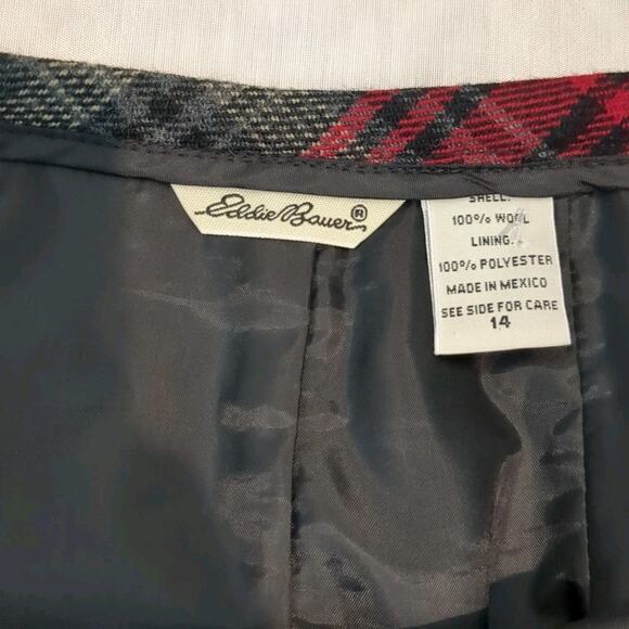 Eddie Bauer Wool Wrap Skirt Red Tartan Plaid Womens 14 Dark Academia Vintage - Picture 2 of 12